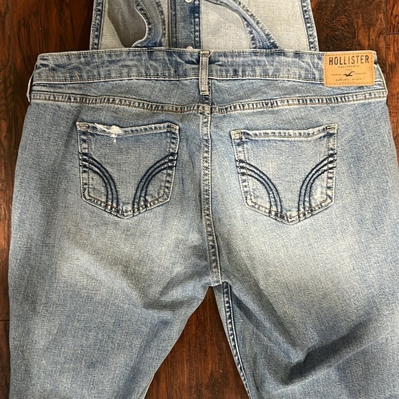 Hollister Overalls M Denim Distressed Low Rise Jeans Slouchy Pocket Vtg Inspired - Picture 8 of 13